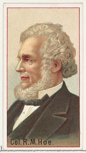Colonel Richard March Hoe, printer's sample for the World's Inventors souvenir album (A25) for Allen & Ginter Cigarettes, by Allen & Ginter