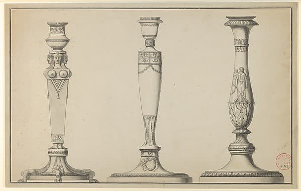 Three Designs for Candlesticks, by Henri Auguste