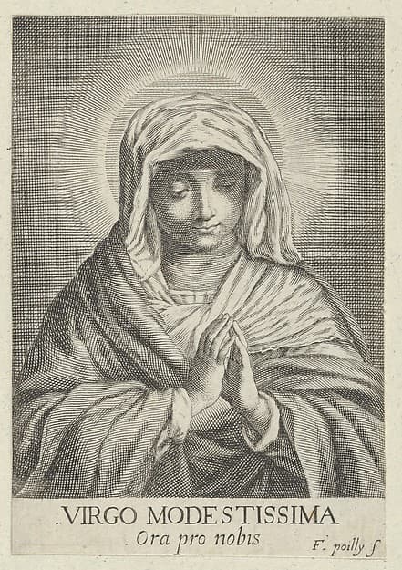 The Virgin in prayer looking down, after Reni, by Francois de Poilly