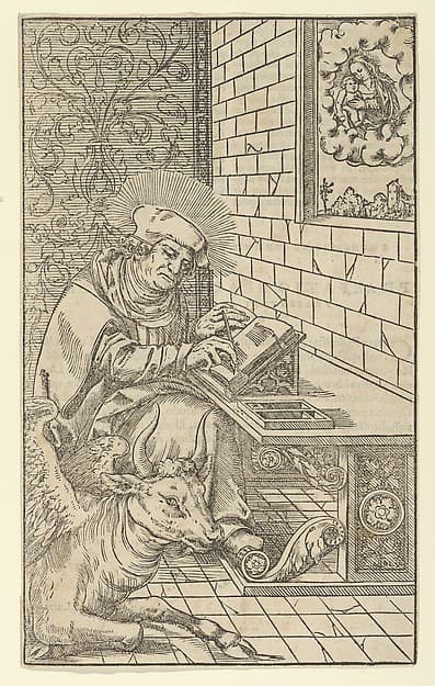 Luke, from "The Four Evangelists and Three Apostles Sitting in Rooms", by Lucas Cranach the Younger