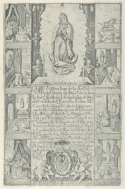 Indulgence for donation of alms towards the building of a Church to the Virgin of Guadalupe (modern facsimile impression), by Samuel Stradanus