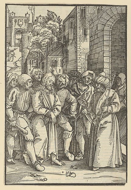 Christ before Pilate in front of his Palace, from Speculum passionis domini nostri Ihesu Christi, by Hans Schäufelein