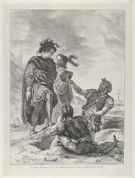 Hamlet and Horatio before the Gravediggers, by Eugène Delacroix