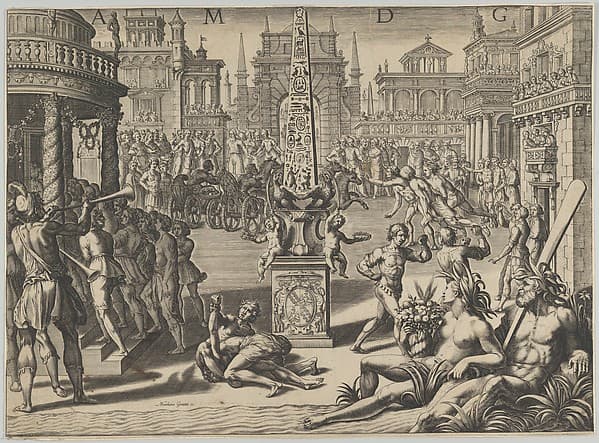 Horse Racing in a Roman Hippodrome, by Matthaeus Greuter