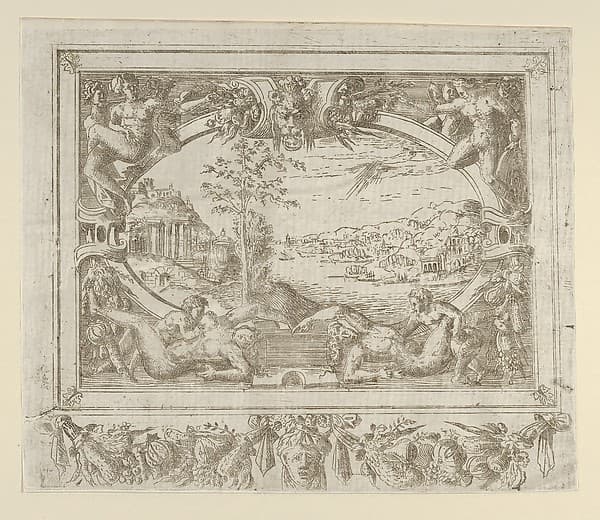 Landscape in a Frame, by Anonymous, French, School of Fontainebleau, 16th century