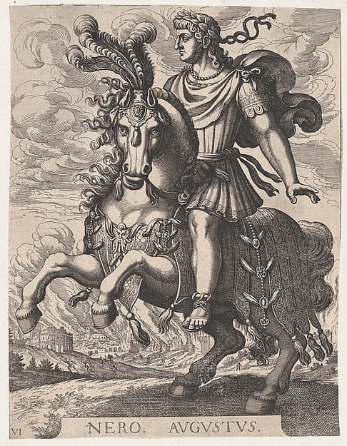 Plate 6: Emperor Nero on Horseback, from "The First Twelve Roman Caesars", by Matthäus Merian the Elder