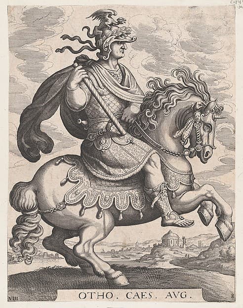 Plate 8: Emperor Otho on Horseback, from "The First Twelve Roman Caesars", by Matthäus Merian the Elder