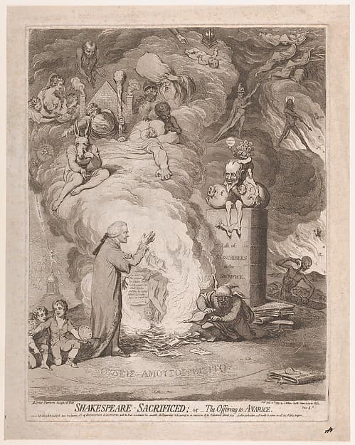 Shakespeare – Sacrificed; or, The Offering to Avarice, by James Gillray