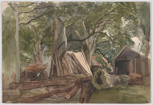 Clearing with a lumber mill, by John Middleton