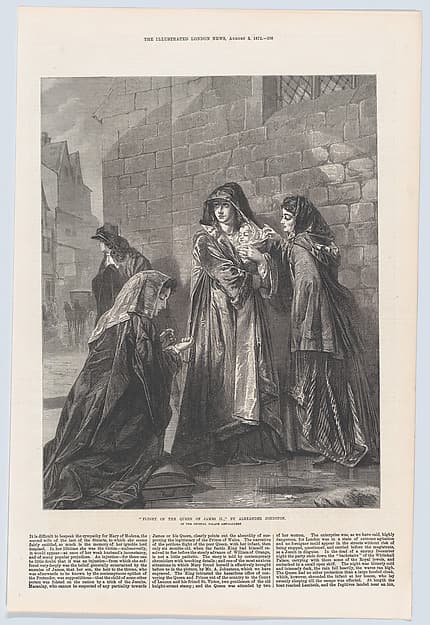 Flight of the Queen of James II, from "Illustrated London News", by Richard Principal Leitch