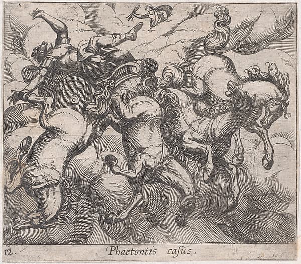 Plate 12: The Death of Phaeton (Phaetonis casus.), from Ovid's Metamorphoses, by Antonio Tempesta