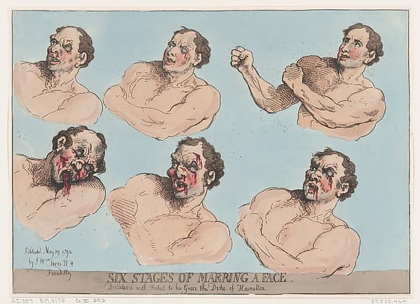 Six Stages of Marring a Face, by Thomas Rowlandson