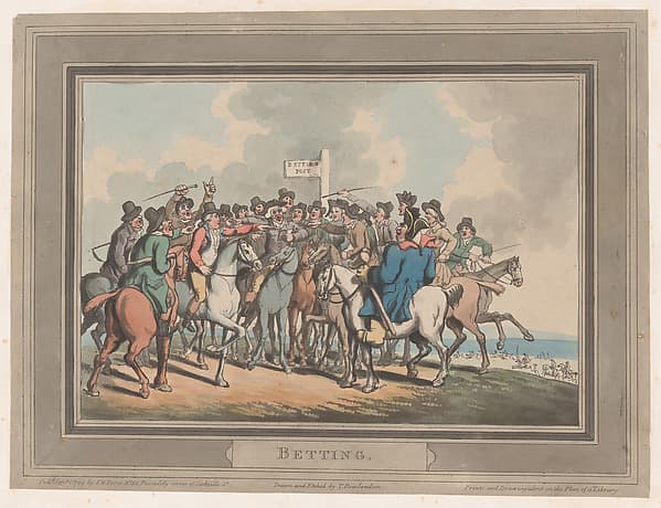 Betting [The Betting Post], by Thomas Rowlandson