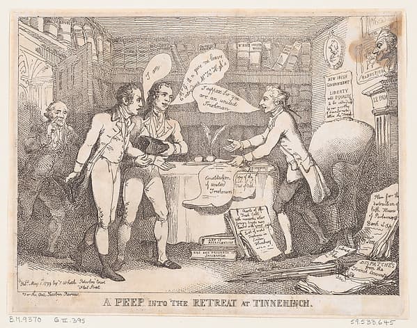 A Peep into the Retreat at Tinnechurch (United Irish), by Thomas Rowlandson
