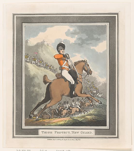 Thigh Protect, New Guard, by Thomas Rowlandson