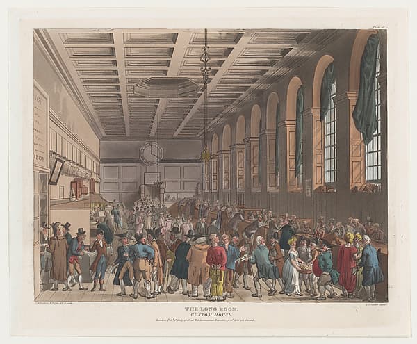 The Long Room, Custom House, by Thomas Rowlandson
