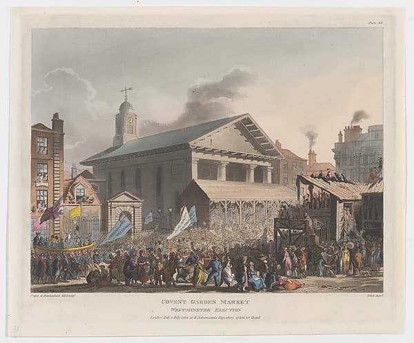Covent Garden Market, Westminster Election, by Thomas Rowlandson