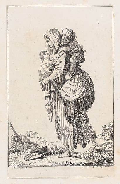 Peasant Woman with Two Children, by Catherine-Francoise Beauvarlet