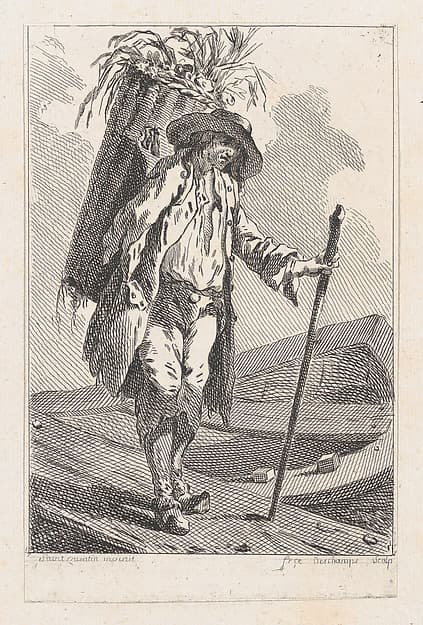Peasant with Staff and Basket, by Catherine-Francoise Beauvarlet