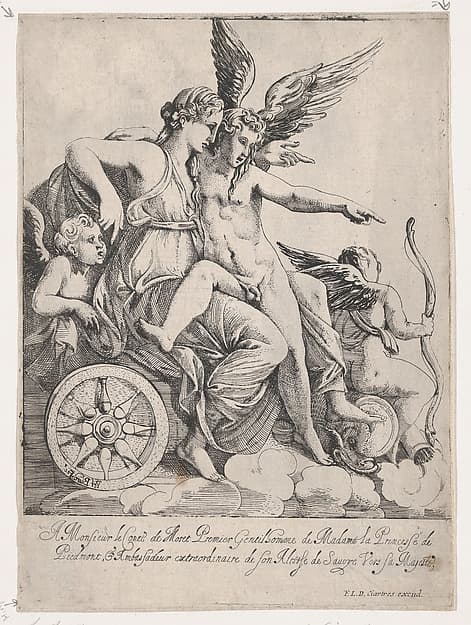 Venus and Cupid on a Chariot, by Pierre Biard II