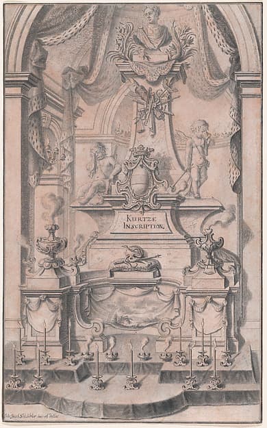 Design for a Funeral Monument (Preparatory Drawing for a Print), by Johann Jakob Schübler