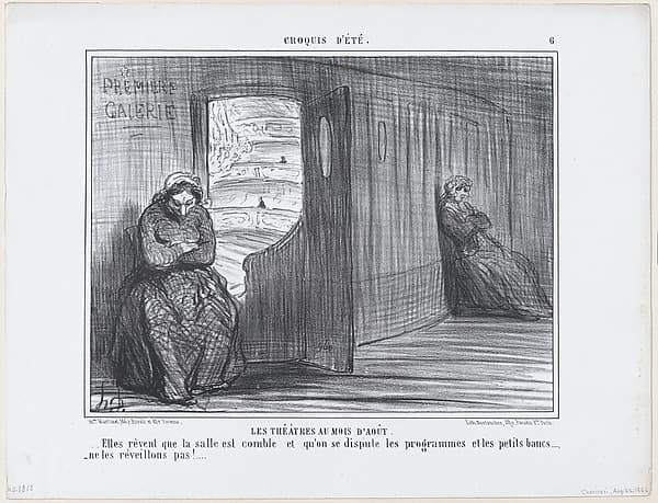 Les Théâtres au Mois d'Août, from Croquis d'Été, published in Le Charivari, August 21, 1856, by Honoré Daumier