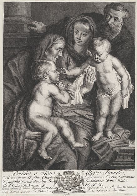 The Holy Family with Saint Elizabeth and the infant Saint John the Baptist, by Phillip Joseph Tassaert
