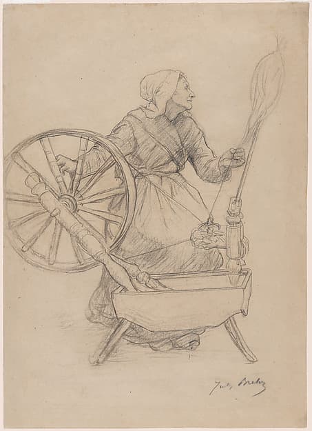 Woman at the Spinning Wheel, by Jules Breton