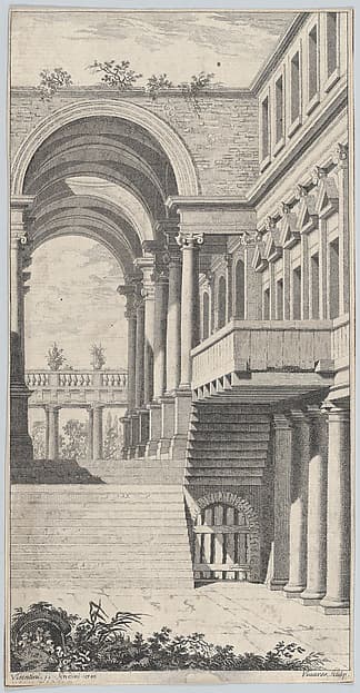 Architectural View with an Arch, by François Vivares