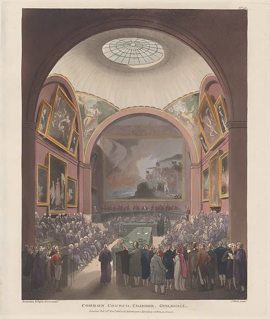 Common Council Chamber, Guildhall, by Thomas Rowlandson