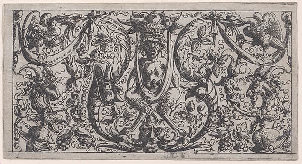 Ornamental Fillet with a Satyr at Centre, by Augustin Hirschvogel