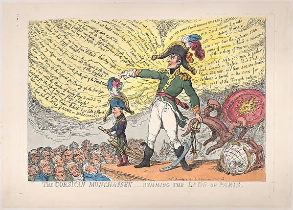 The Corsican Munchausen – Humming the Lads of Paris, by Thomas Rowlandson