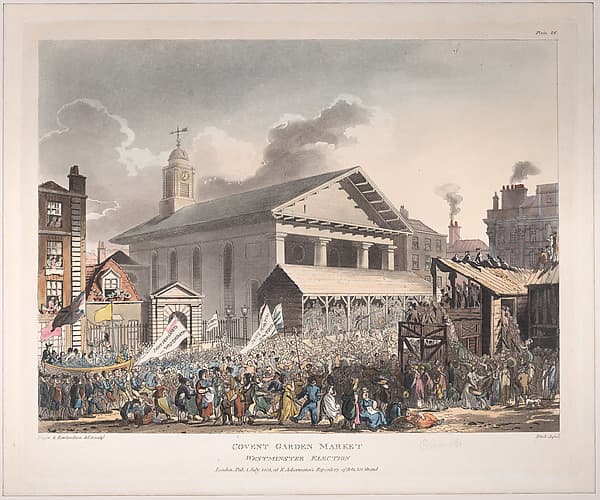 Covent Garden Market, Westminster Election, by Thomas Rowlandson