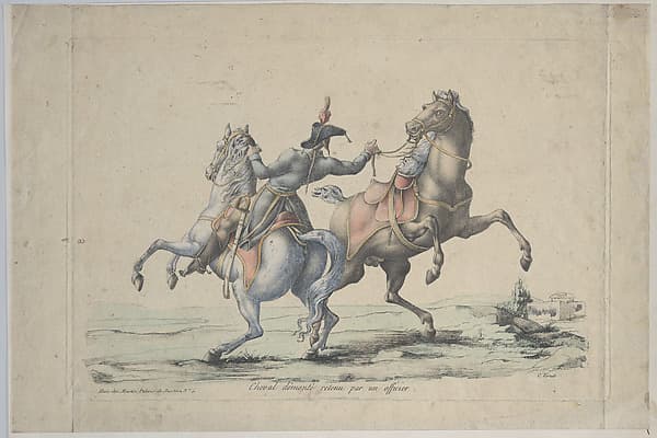 A Dismounted Horse Reined in by an Officer, by Carle (Antoine Charles Horace) Vernet