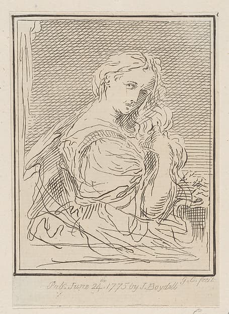 Woman combing her hair, by Giuseppe Canale
