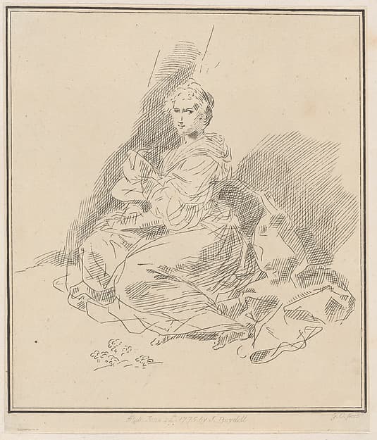 Female figure seated in a long dress, by Giuseppe Canale