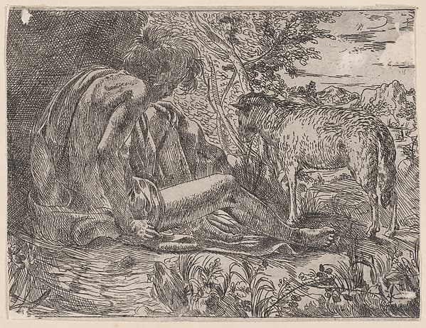 Saint John the Baptist with a lamb, by Giovanni Battista Caracciolo