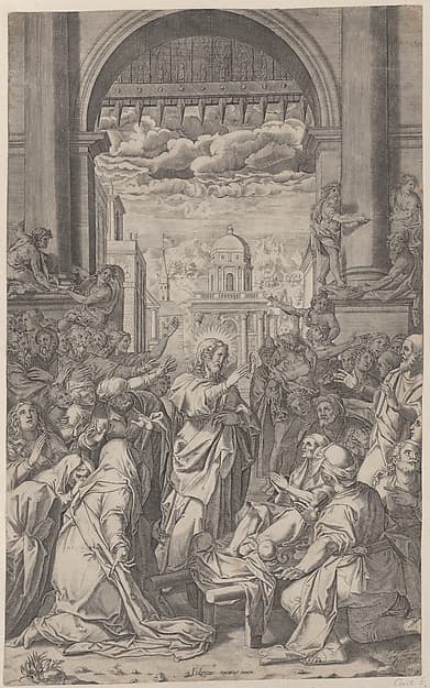 Christ raising the son of the widow outside the gate of the city of Naim, by Aliprando Caprioli