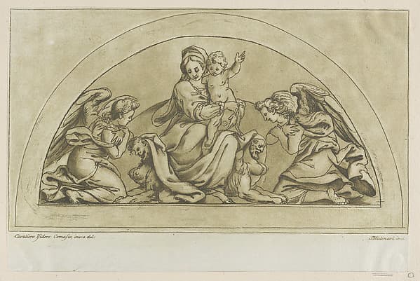 Virgin and child flanked by angels, by Stefano Mulinari