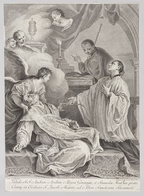 The Death of Saint Andrea Avellino in the presence of Saint Aloysius Gonzaga and Saint Stanislaus Kostka, by Joseph Wagner