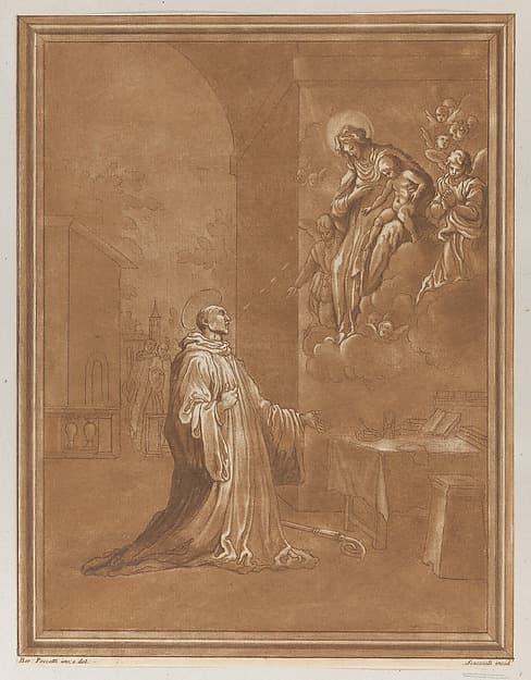 Madonna and child appearing before a kneeling saint, after Bernardino Poccetti, by Andrea Scacciati
