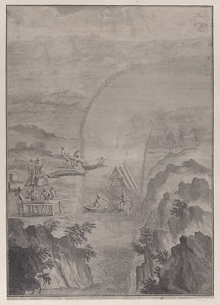 Men fishing with nets in a river, from "Danubius Pannonico-Mysicus" (Volume 3), by Jacob Houbraken