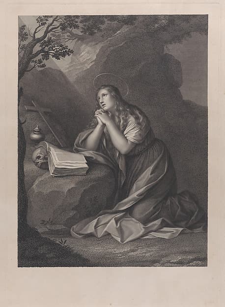 Mary Magdalene, penitent in the desert, by Raphael Morghen