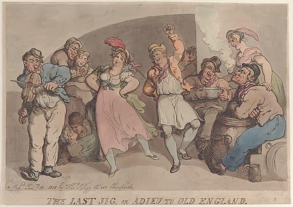 The Last Jig or Adieu to Old England, by Thomas Rowlandson