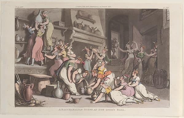A Bacchanalian Scene at Don Luigi's Ball, by Thomas Rowlandson