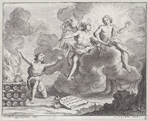 Apollo, Mercury, and the Shepherdesses, Fable X in "Fables Nouvelles", by Charles Nicolas Cochin I
