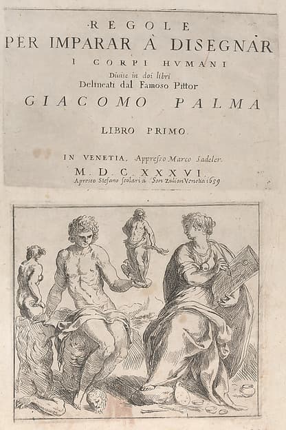 'Regole per Imparar a Disegnar i corpi humani ... Giacomo Palma' Libro Primo (title page and 7 plates), bound together with Libro Secondo (title page and 11 plates), by Jacopo Palma the Younger