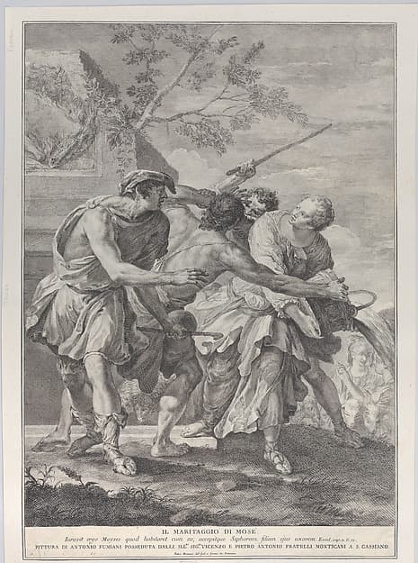 Moses defending the daughters of Jethro, by Pietro Monaco