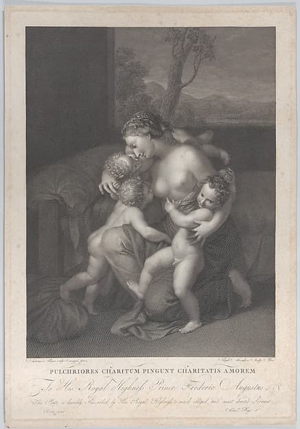 Charity with three small children, by Raphael Morghen