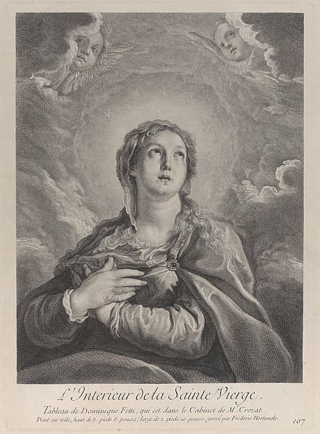 The Virgin, hands folded on her chest, looking upwards, by Frédéric Horthemels